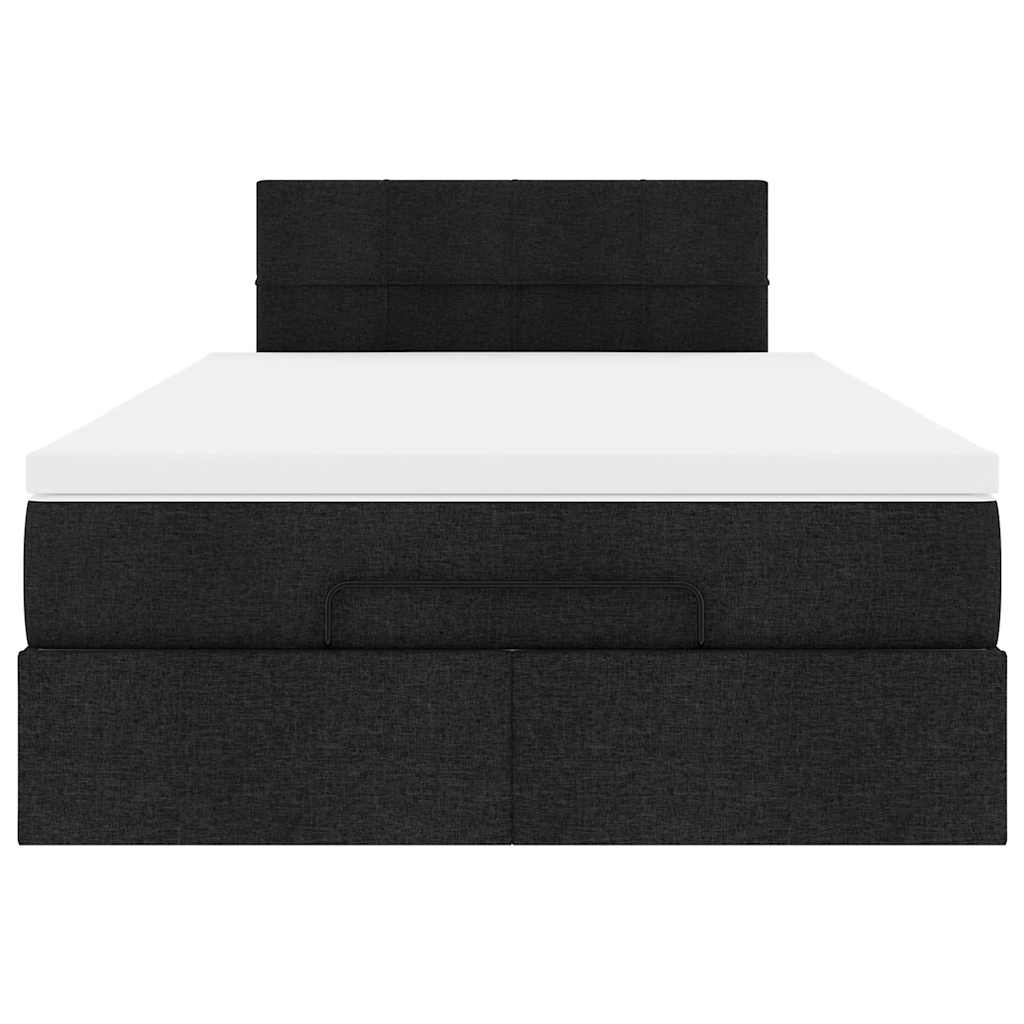 vidaXL Cama otomana con colchón tela negra 120x200 cm