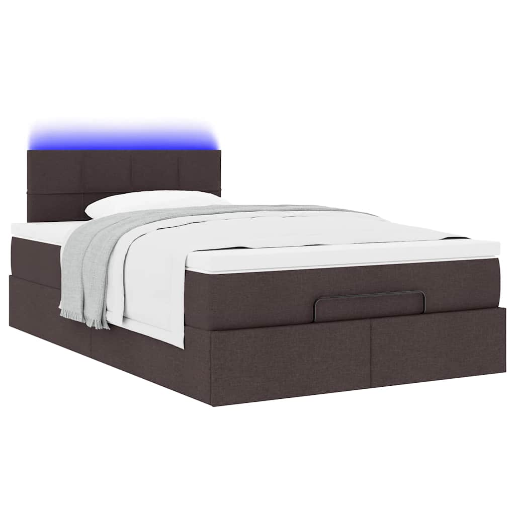 vidaXL Cama otomana con colchón marrón oscuro 120x200 cm tela