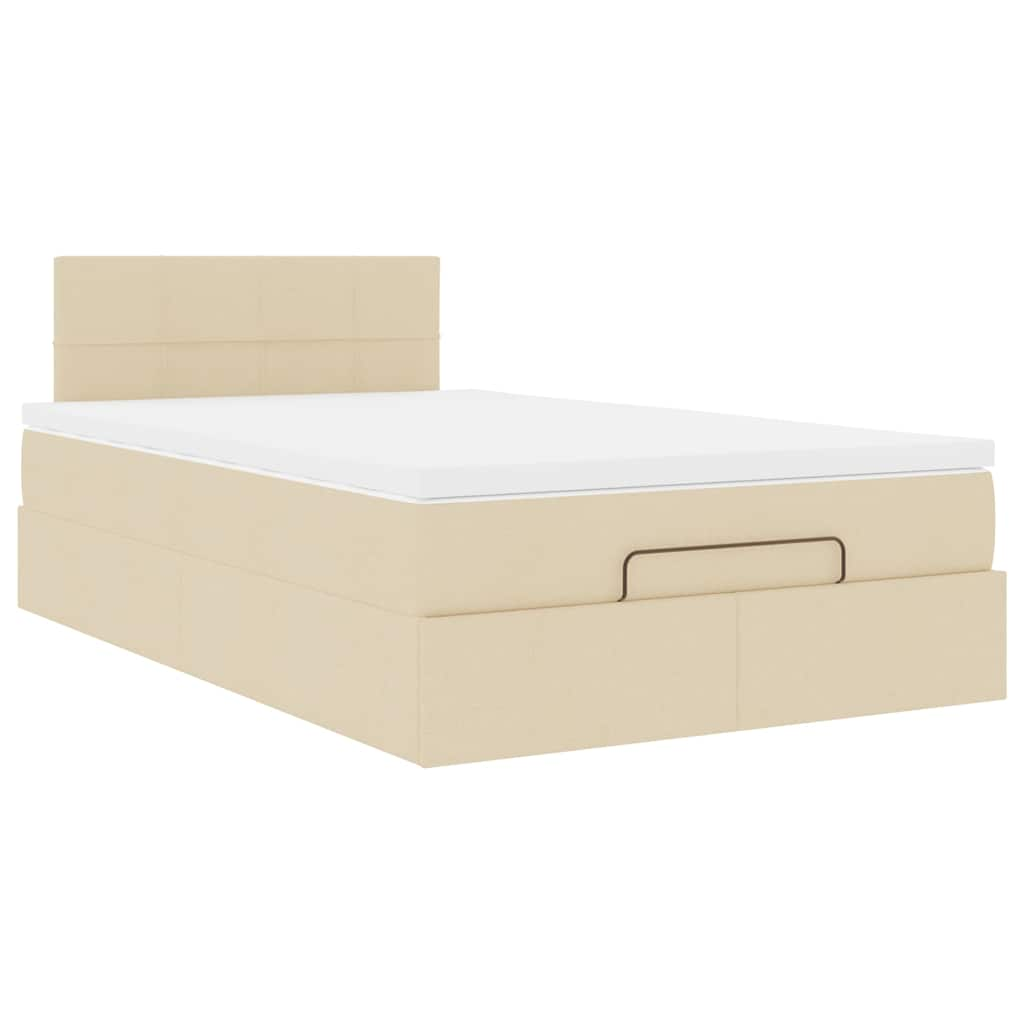 vidaXL Estructura de cama otomana con colchón tela crema 120x200 cm