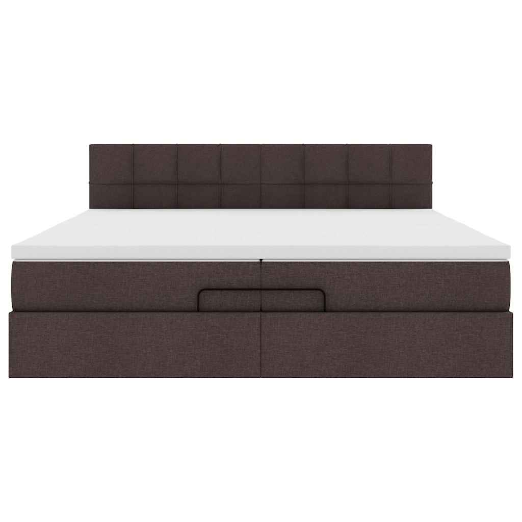 vidaXL Estructura cama otomana colchones tela marrón oscuro 200x200cm