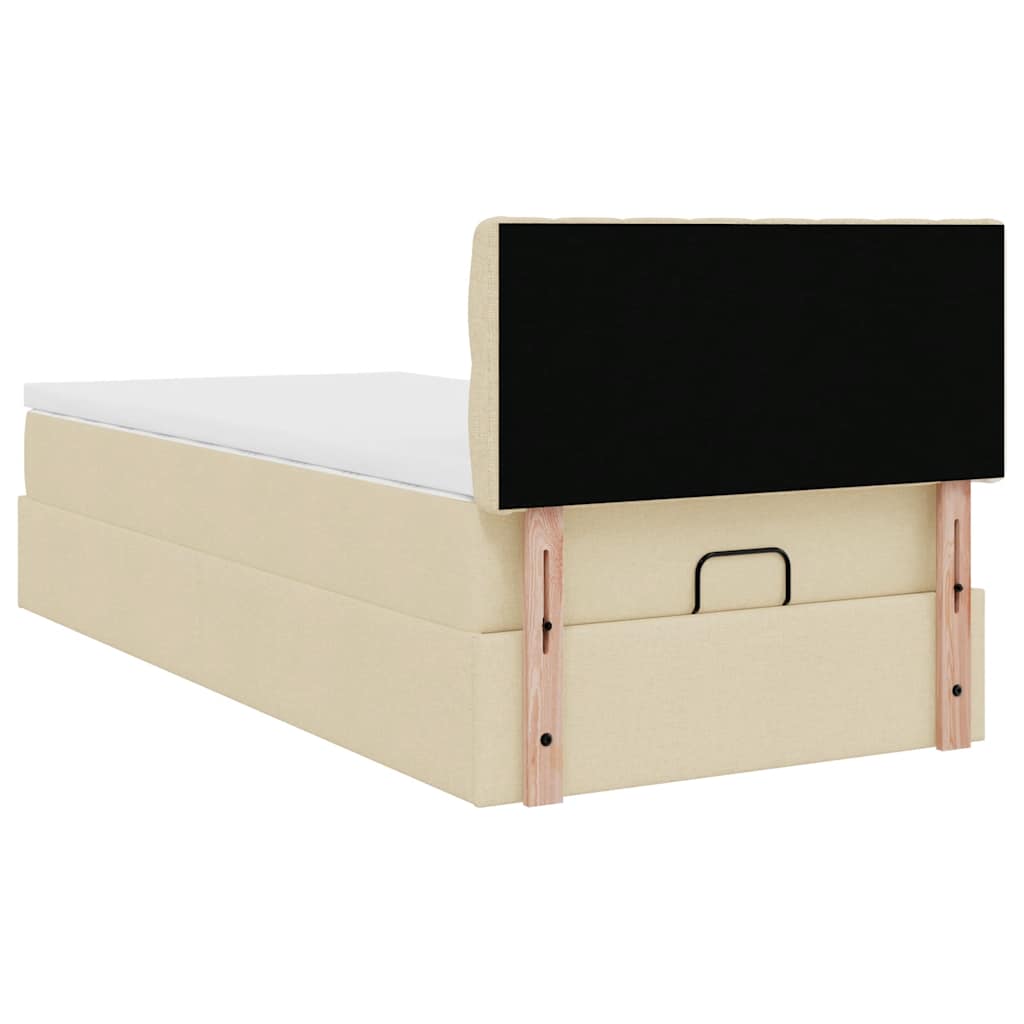 vidaXL Estructura de cama otomana con colchón tela crema 80x200cm