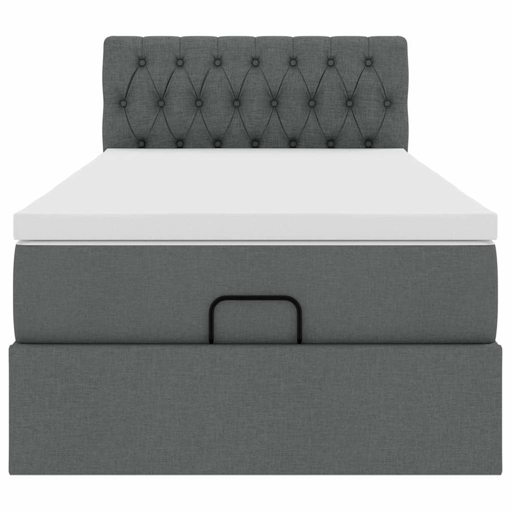 vidaXL Estructura cama otomana colchón tela gris oscuro 90x190cm