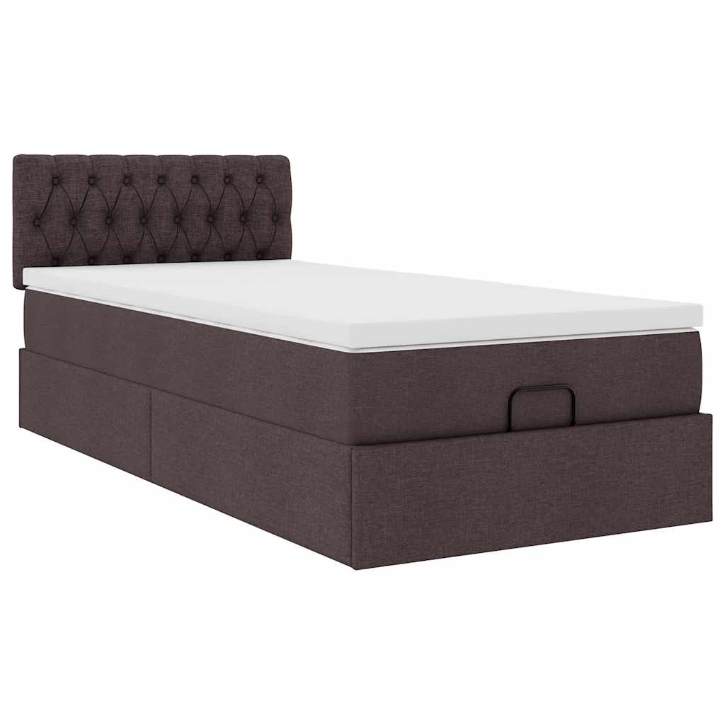 vidaXL Estructura cama otomana colchón tela marrón oscuro 90x190 cm