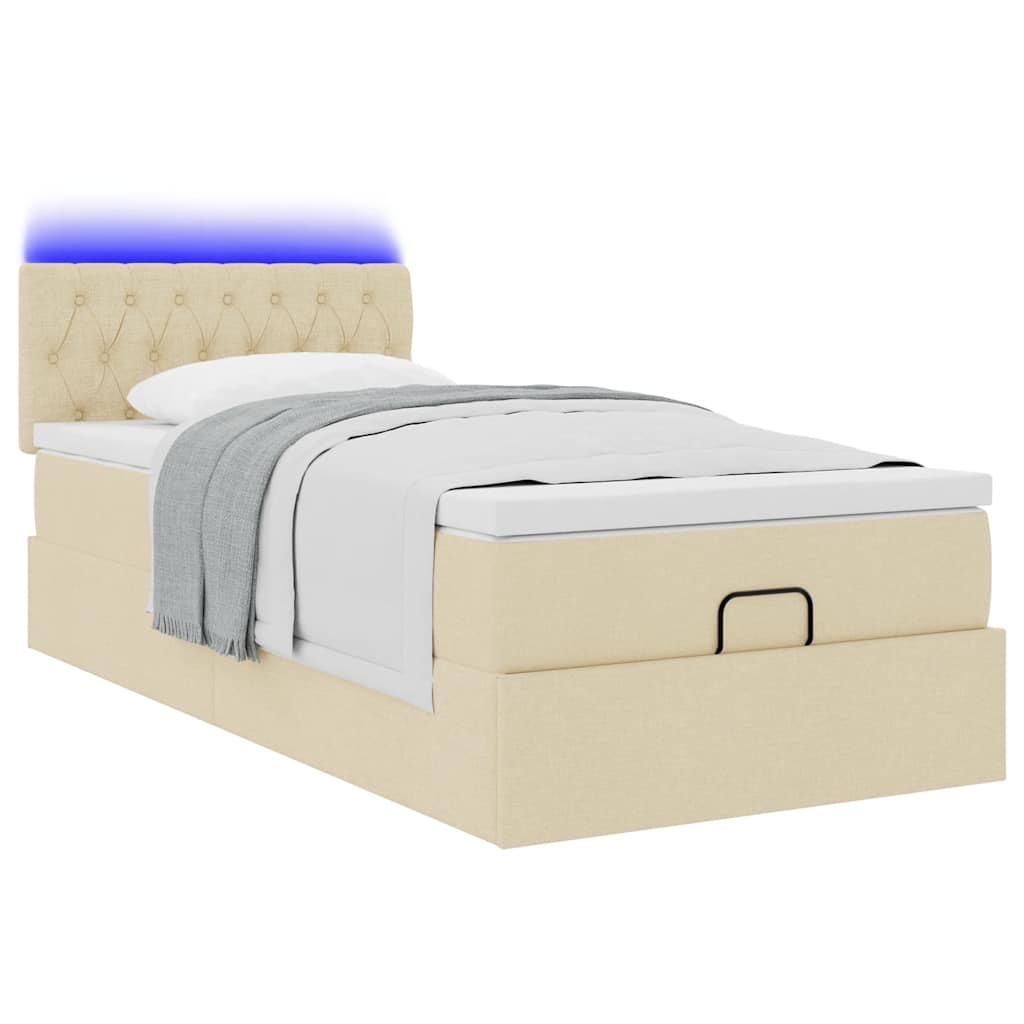 vidaXL Estructura de cama otomana con colchón tela crema 90x190cm