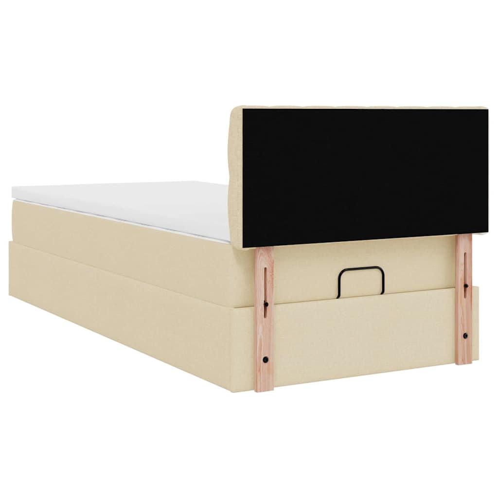 vidaXL Estructura de cama otomana con colchón tela crema 90x190cm