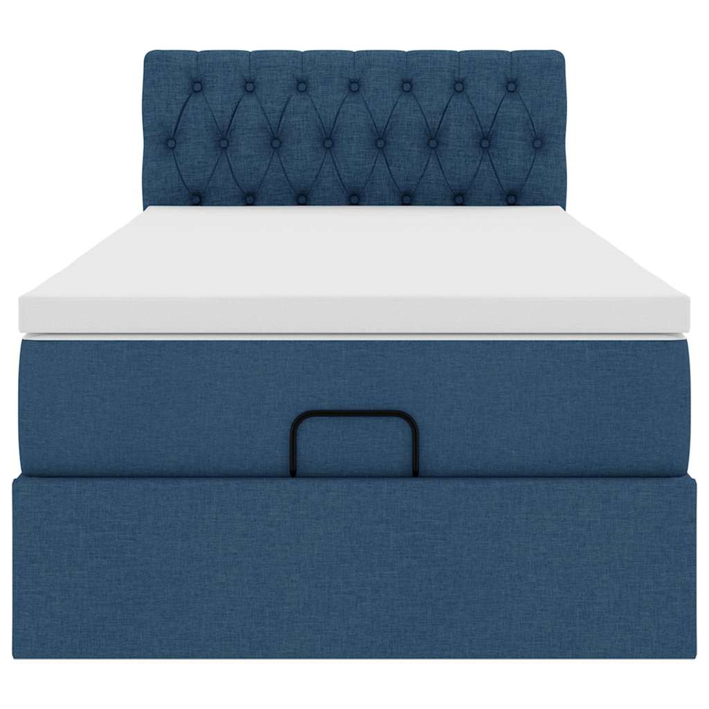 vidaXL Estructura de cama otomana con colchón tela azul 90x190 cm