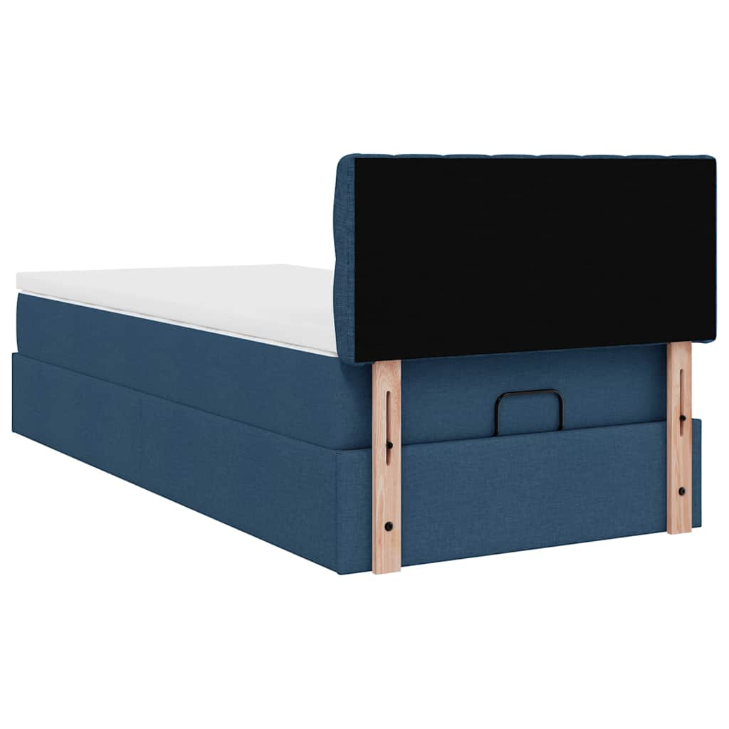 vidaXL Estructura de cama otomana con colchón tela azul 90x190 cm