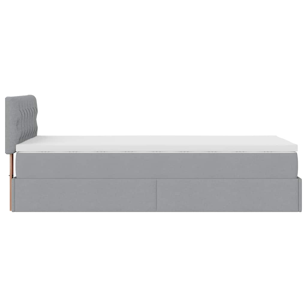 vidaXL Cama otomana con colchón gris claro 90x200 cm tela