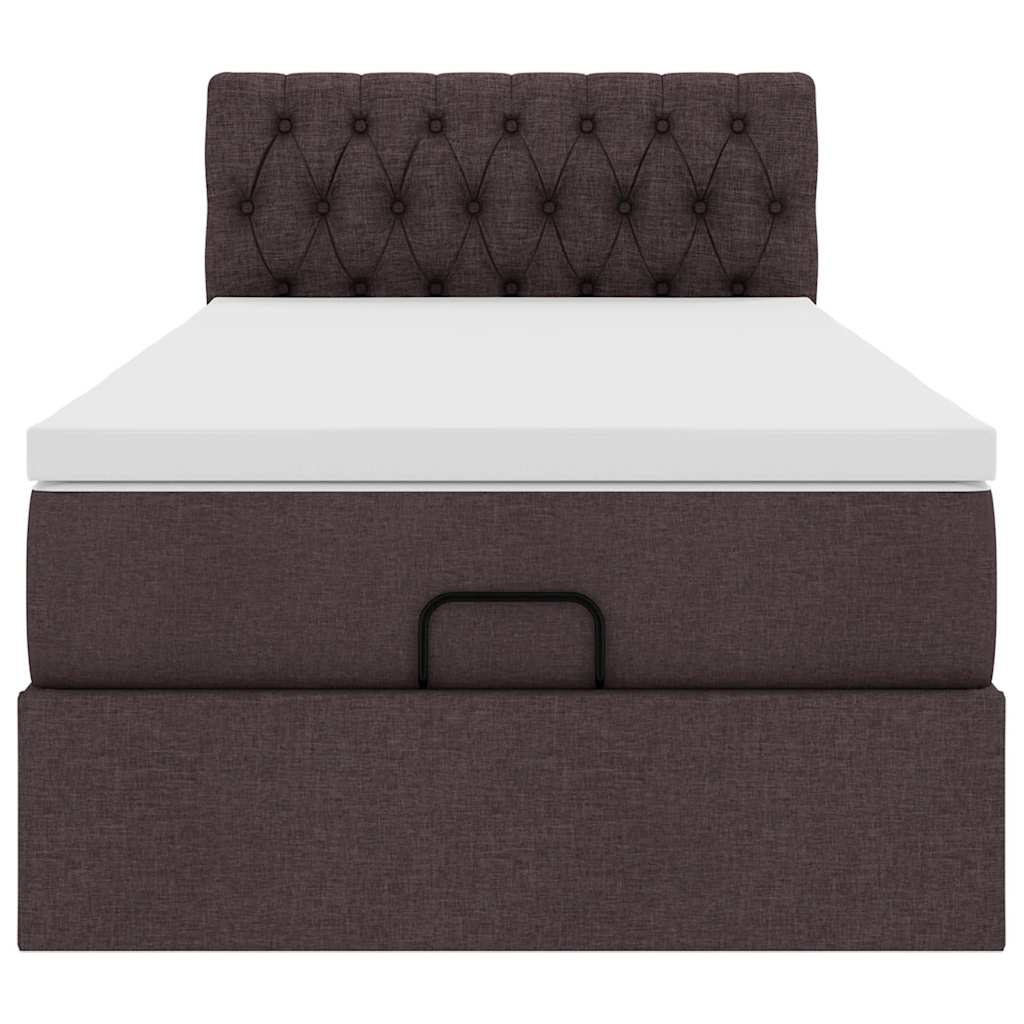 vidaXL Cama otomana con colchón marrón oscuro 90x200 cm tela