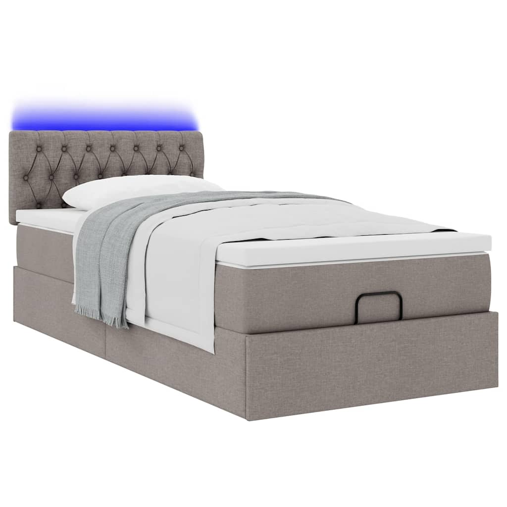 vidaXL Cama otomana con colchón topo 90x200 cm tela