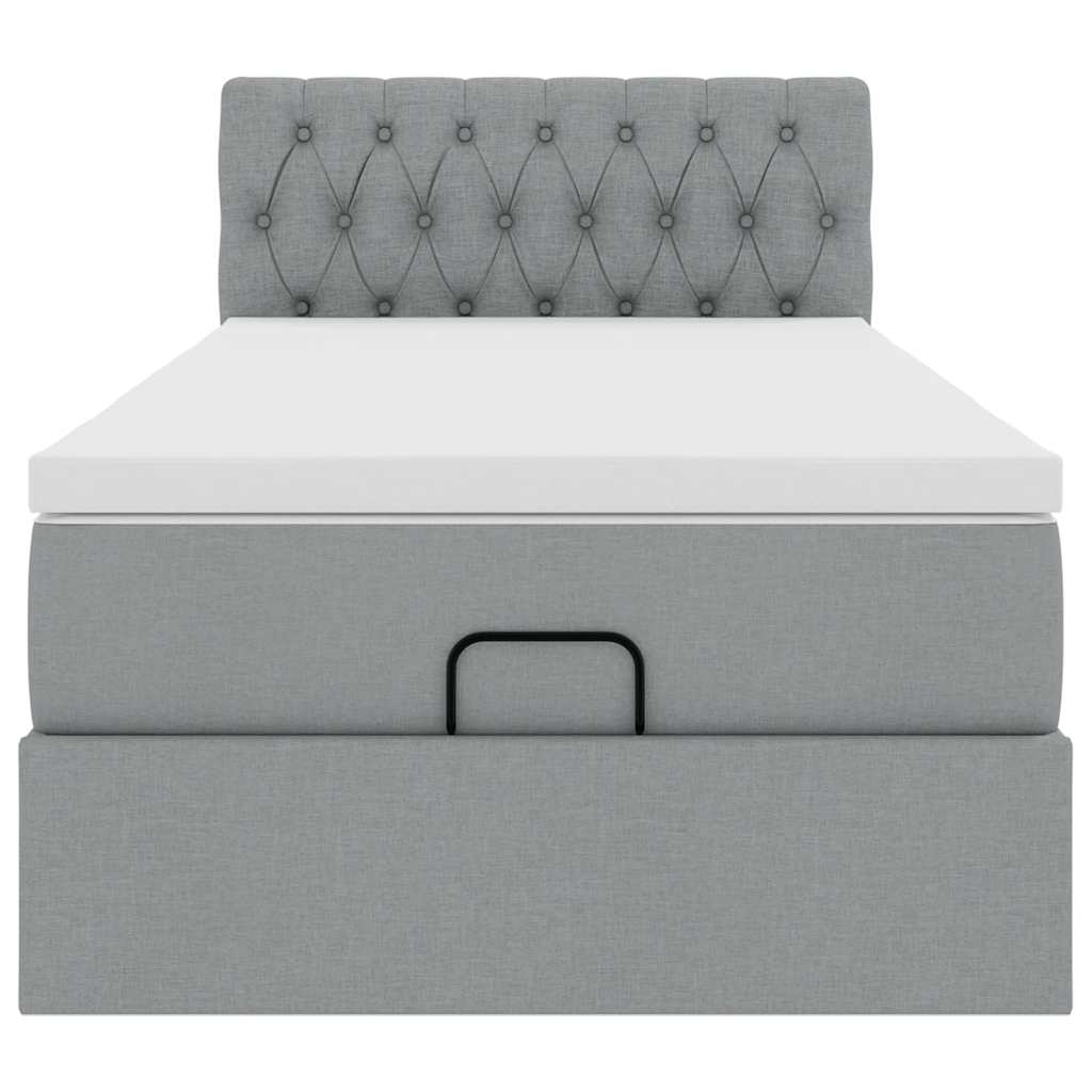 vidaXL Cama otomana con colchón gris claro 100x200 cm tela