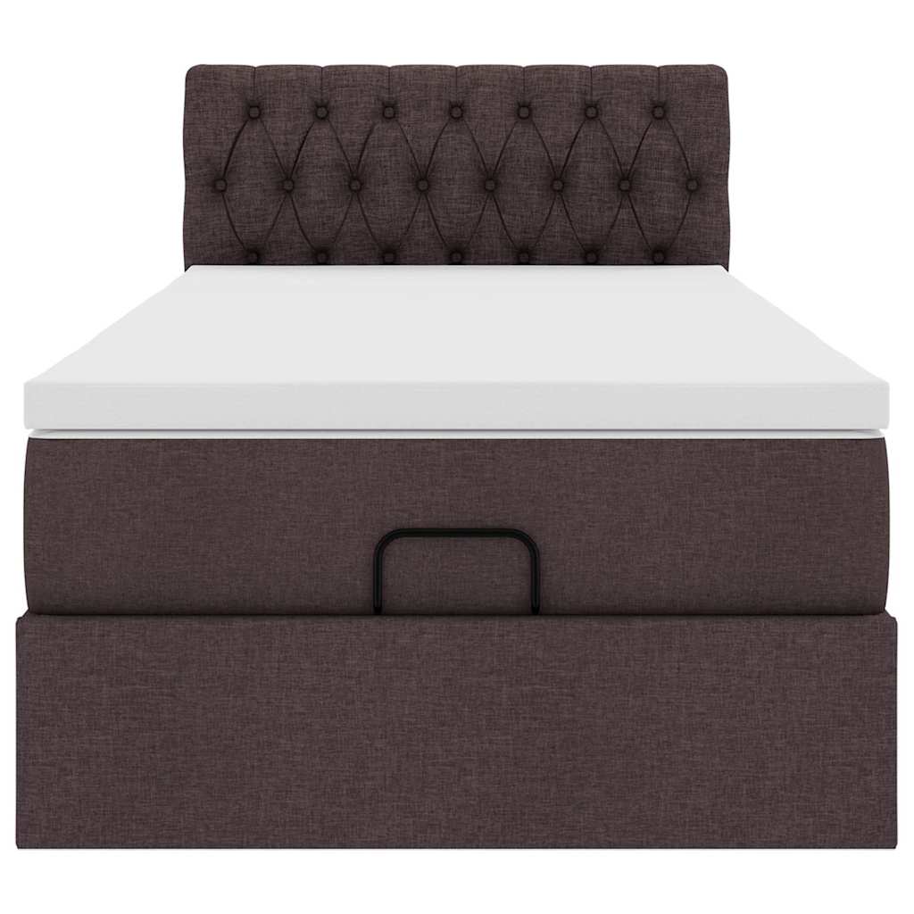 vidaXL Cama otomana con colchón marrón oscuro 100x200 cm tela