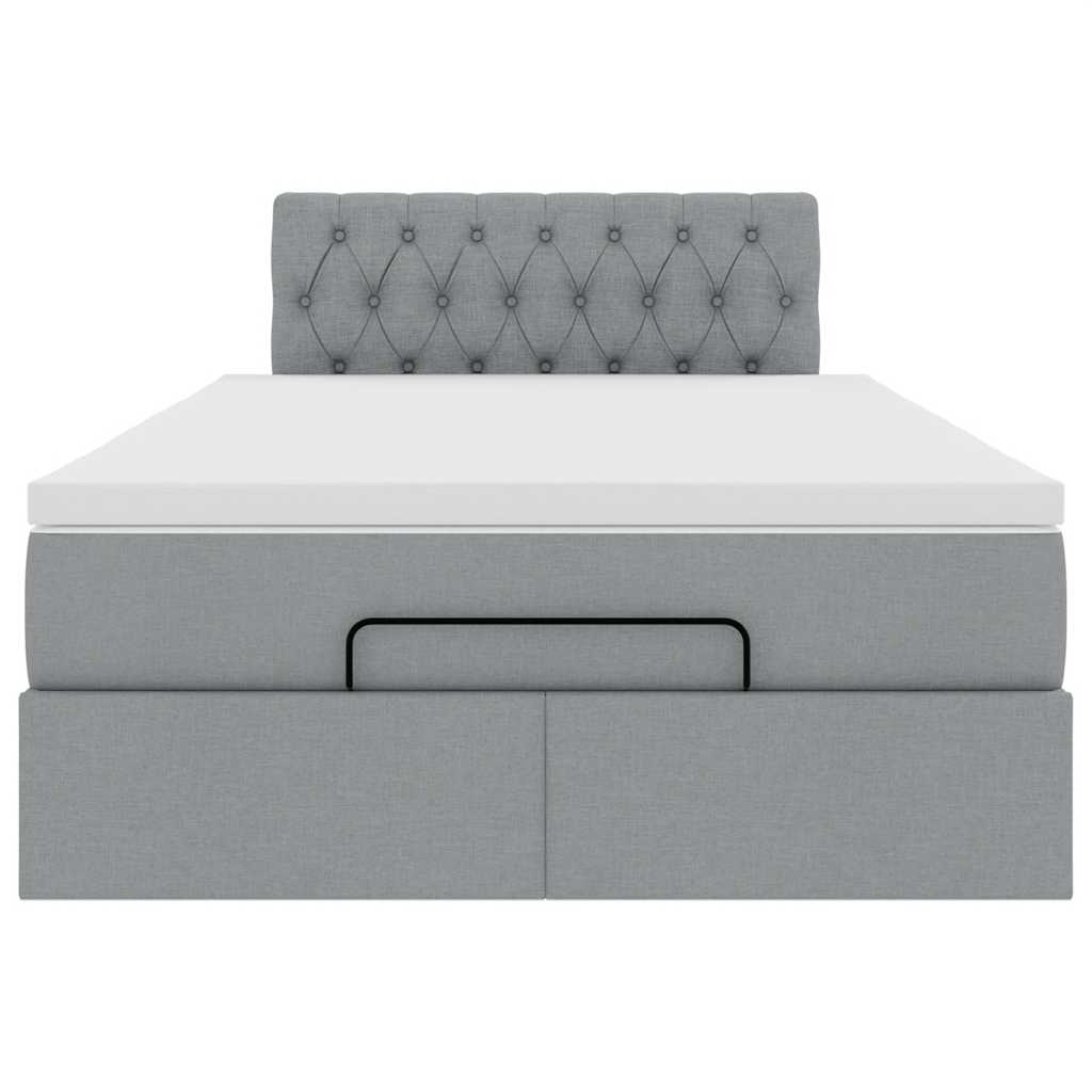 vidaXL Cama otomana con colchón gris claro 120x190 cm tela