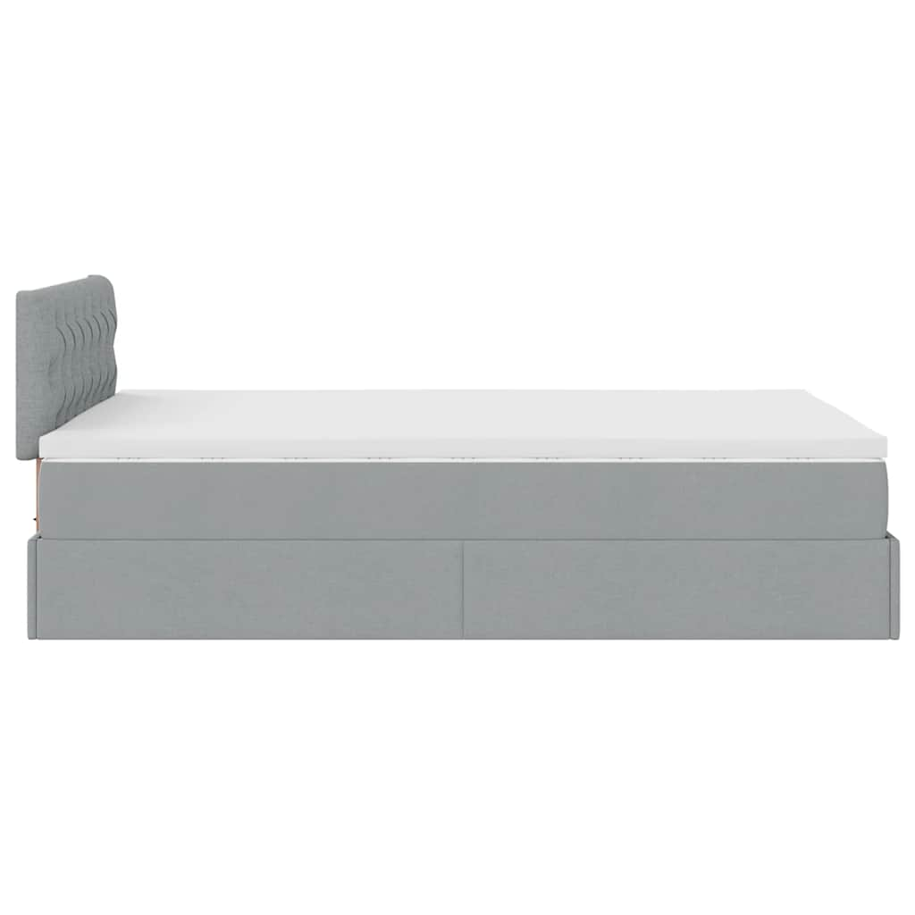 vidaXL Cama otomana con colchón gris claro 120x190 cm tela