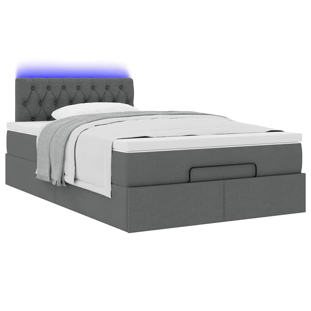 vidaXL Cama otomana con colchón gris oscuro 120x190 cm tela