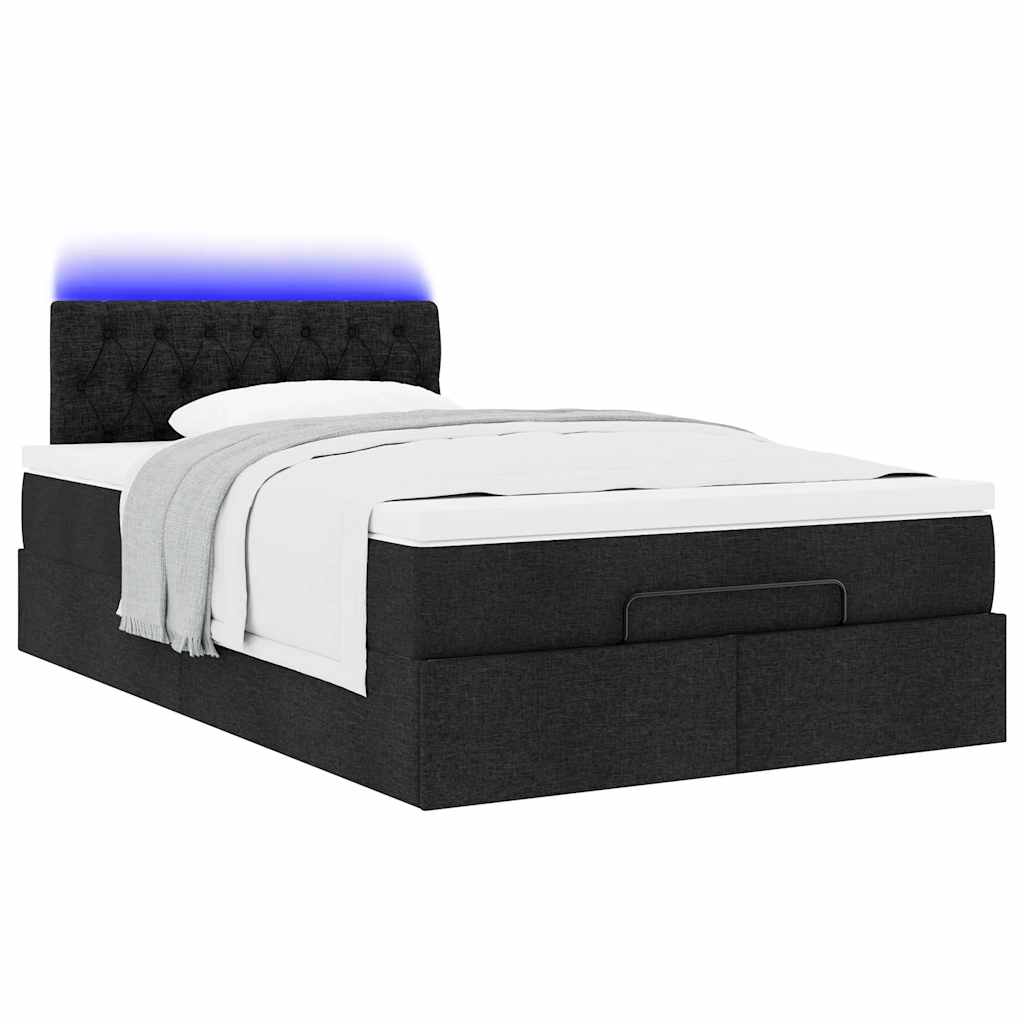 vidaXL Cama otomana con colchón negra 120x190 cm tela