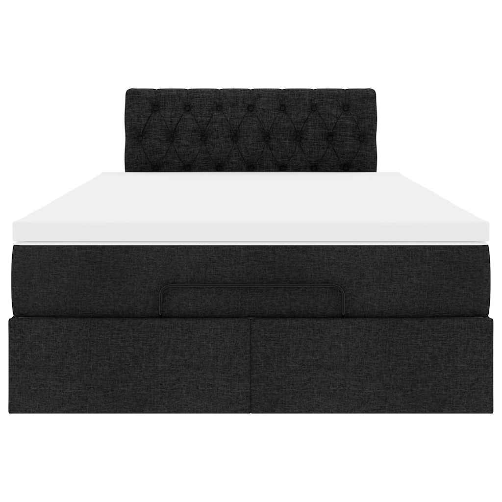 vidaXL Cama otomana con colchón negra 120x190 cm tela