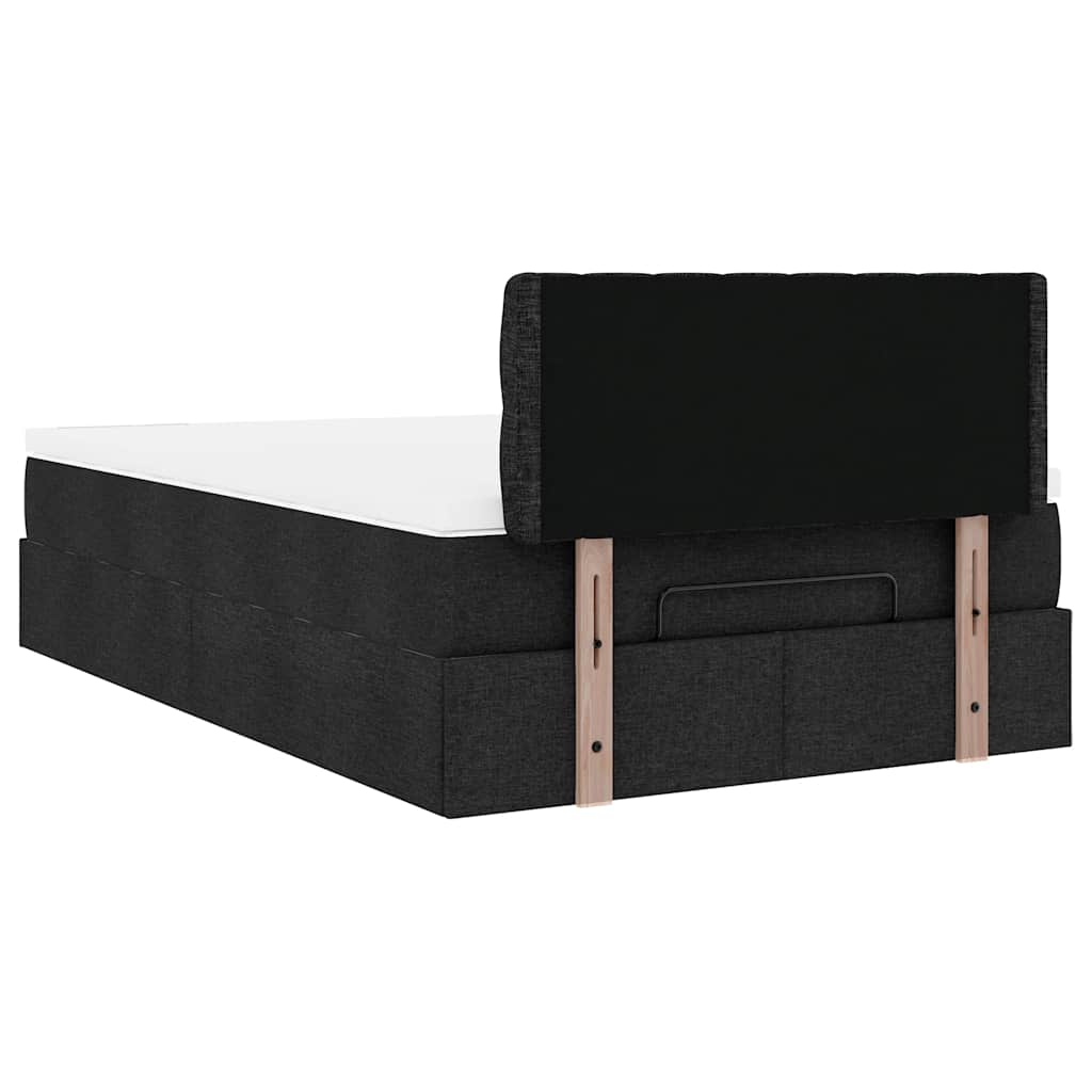 vidaXL Cama otomana con colchón negra 120x190 cm tela