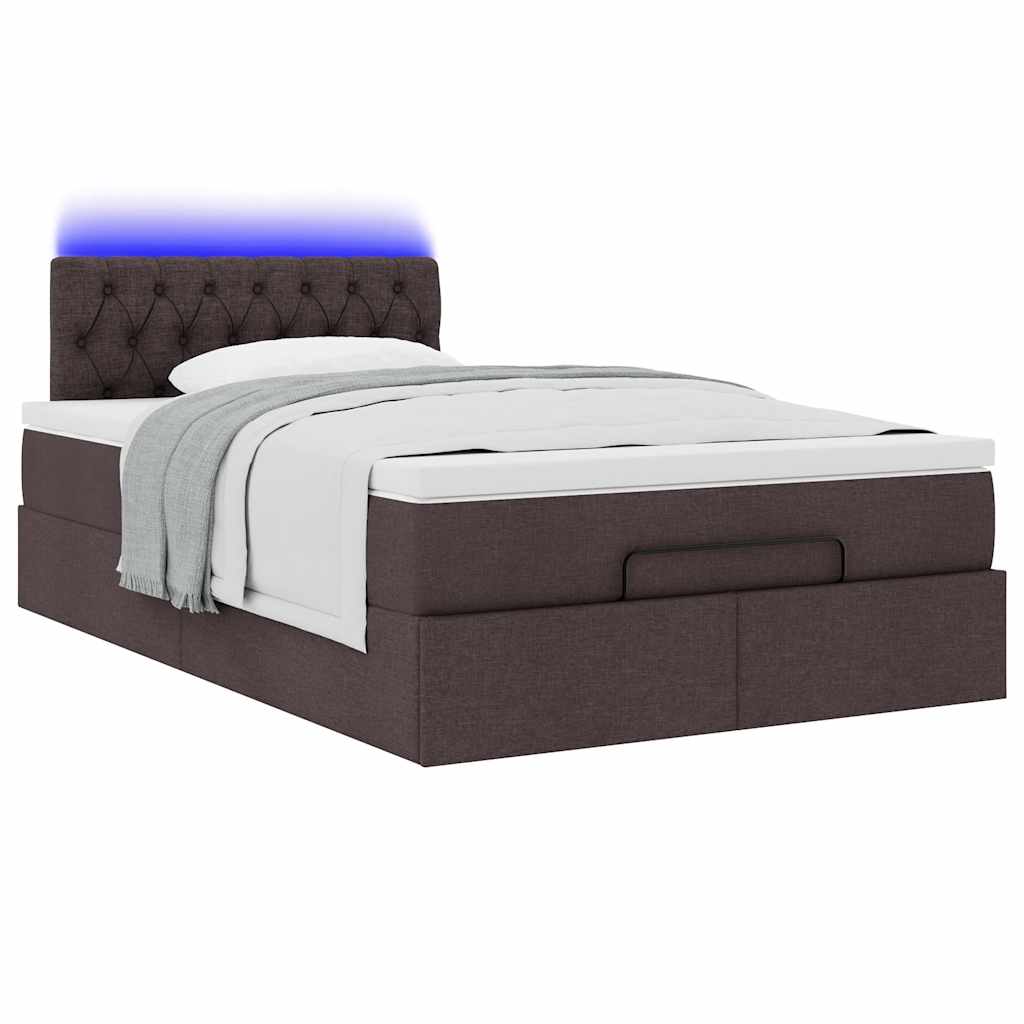 vidaXL Estructura de cama otomana colchón tela marrón oscuro 120x190cm