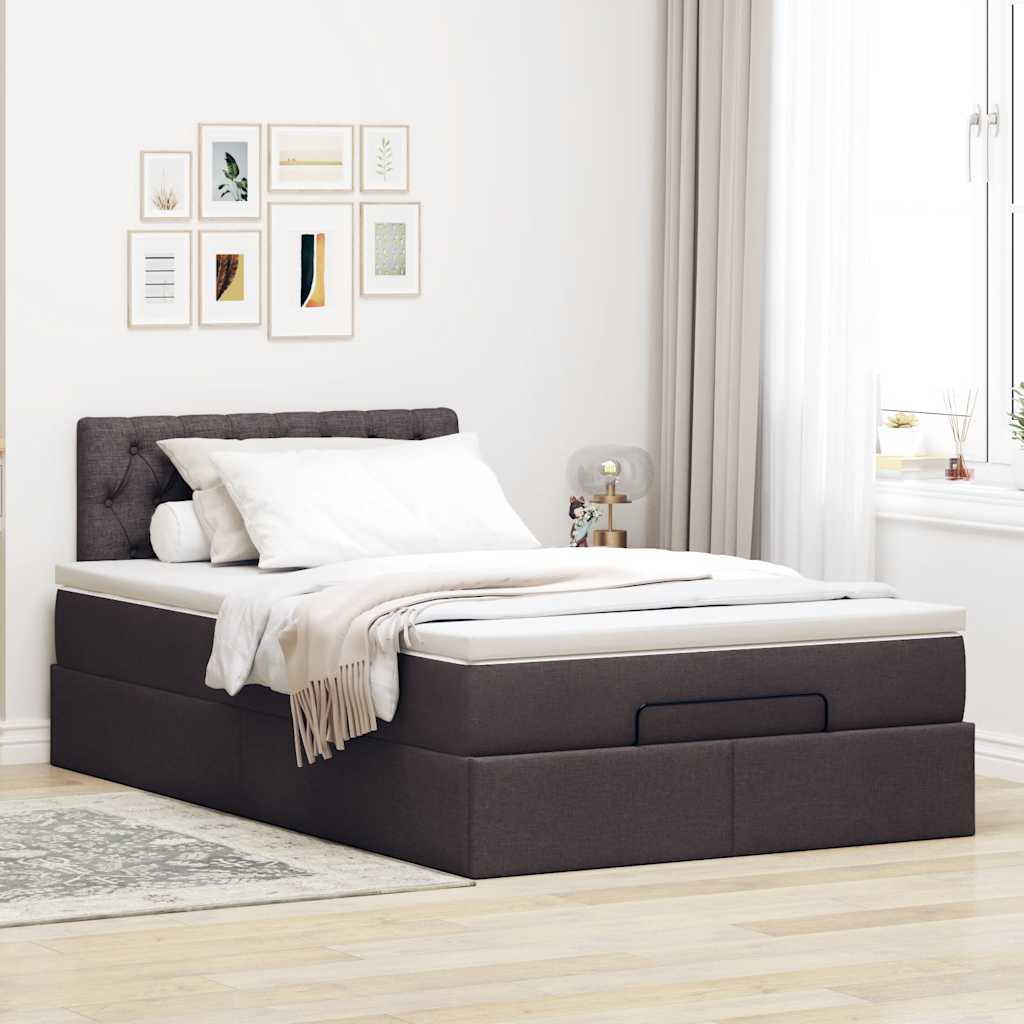 vidaXL Estructura de cama otomana colchón tela marrón oscuro 120x190cm