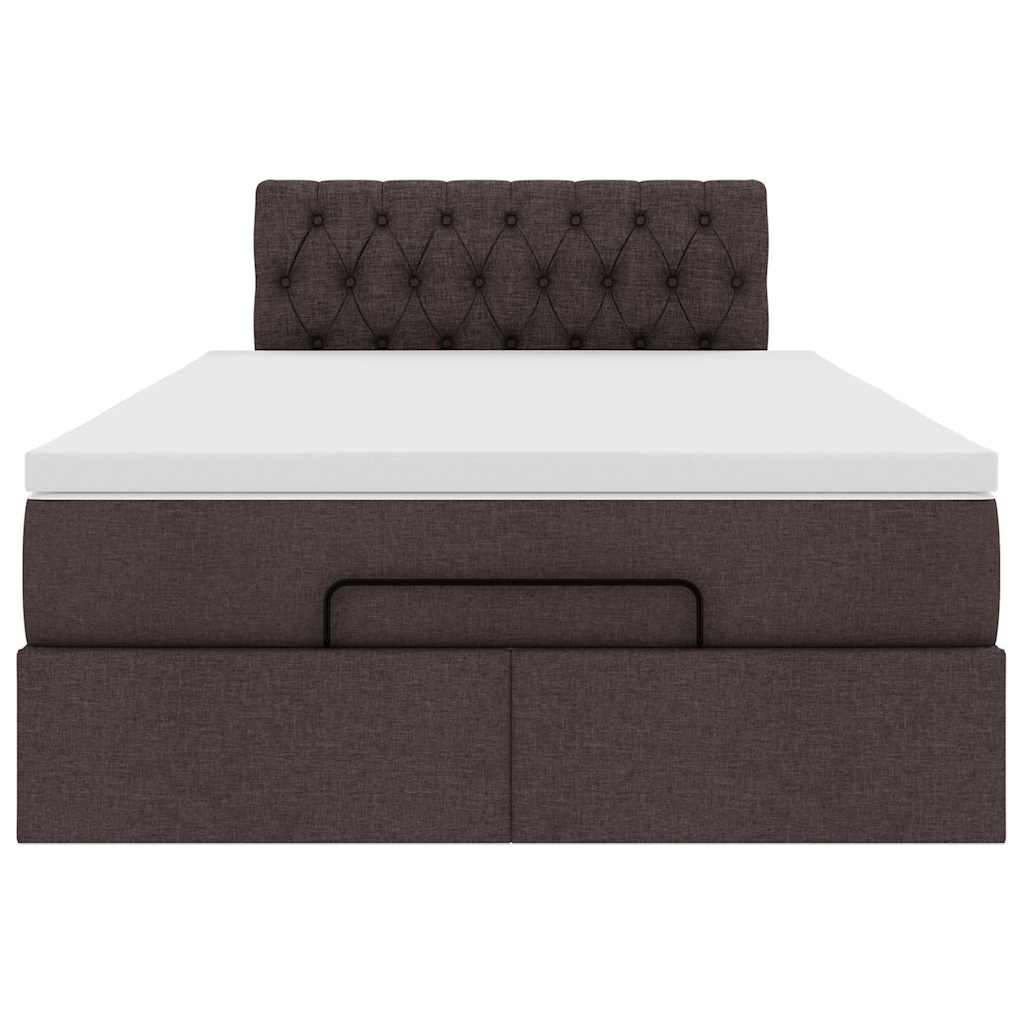 vidaXL Estructura de cama otomana colchón tela marrón oscuro 120x190cm