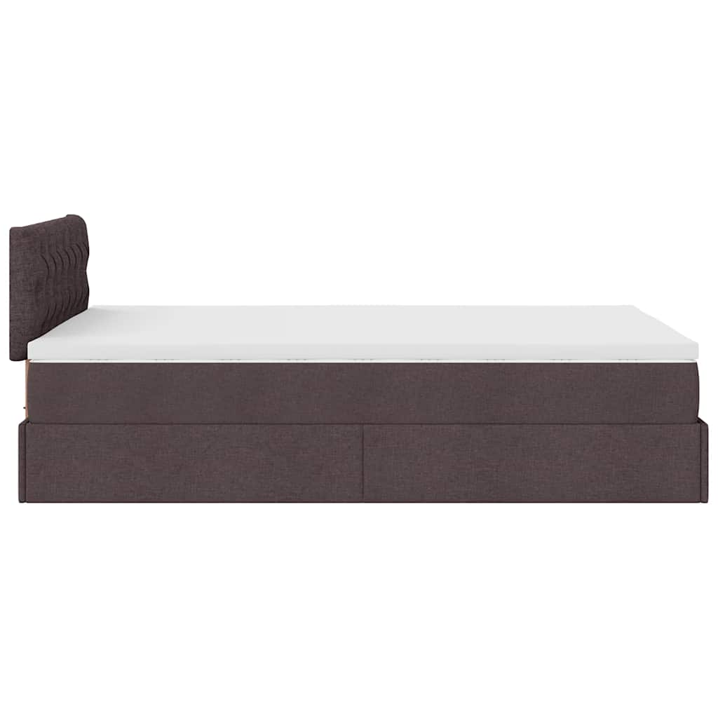 vidaXL Estructura de cama otomana colchón tela marrón oscuro 120x190cm