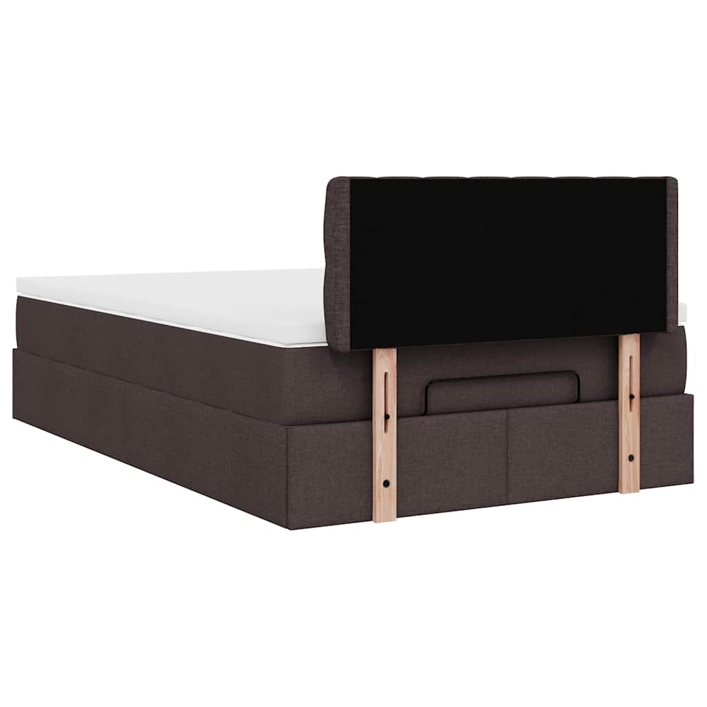 vidaXL Estructura de cama otomana colchón tela marrón oscuro 120x190cm