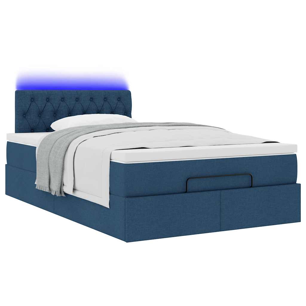 vidaXL Estructura de cama otomana colchón tela azul 120x190 cm