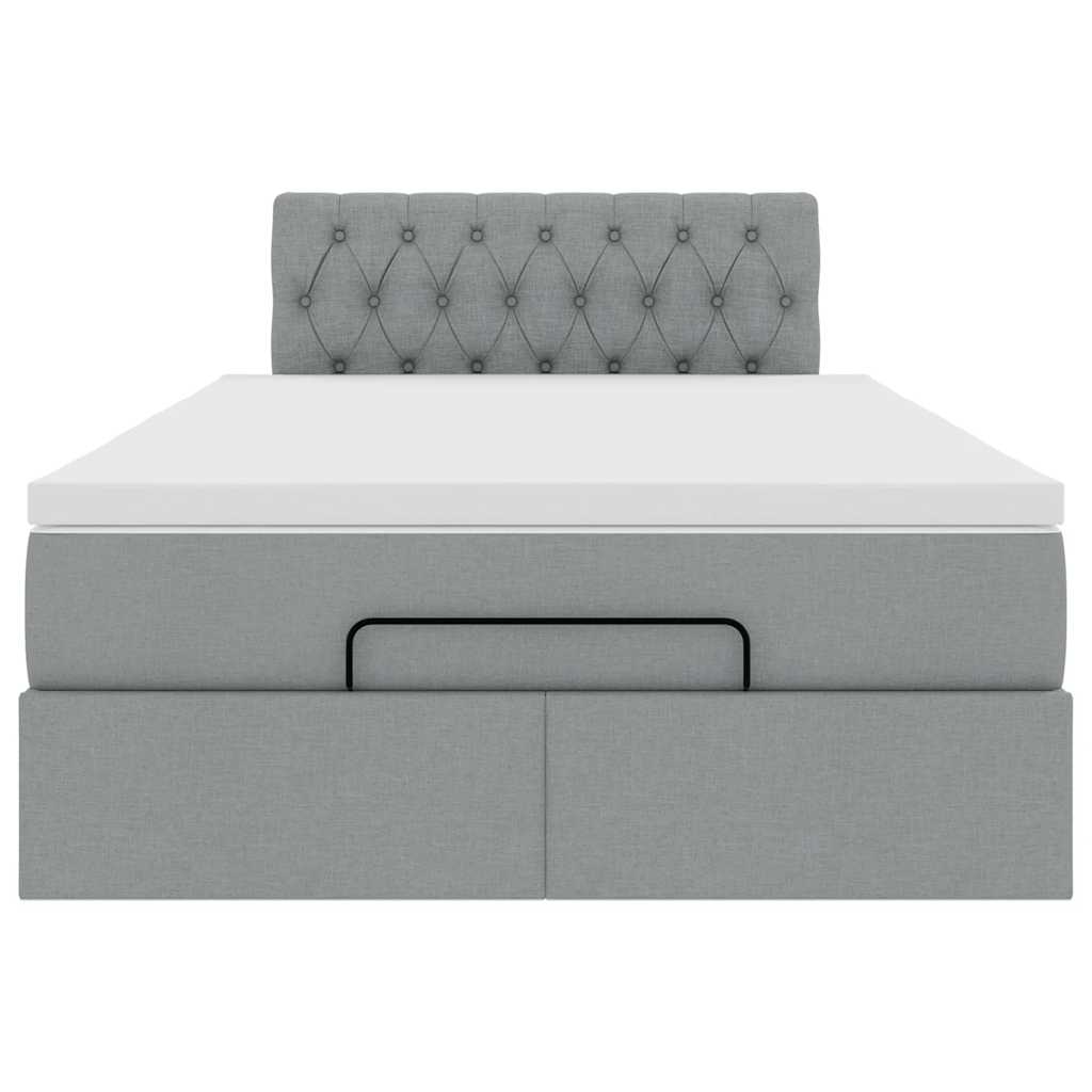 vidaXL Cama otomana con colchón gris claro 120x200 cm tela