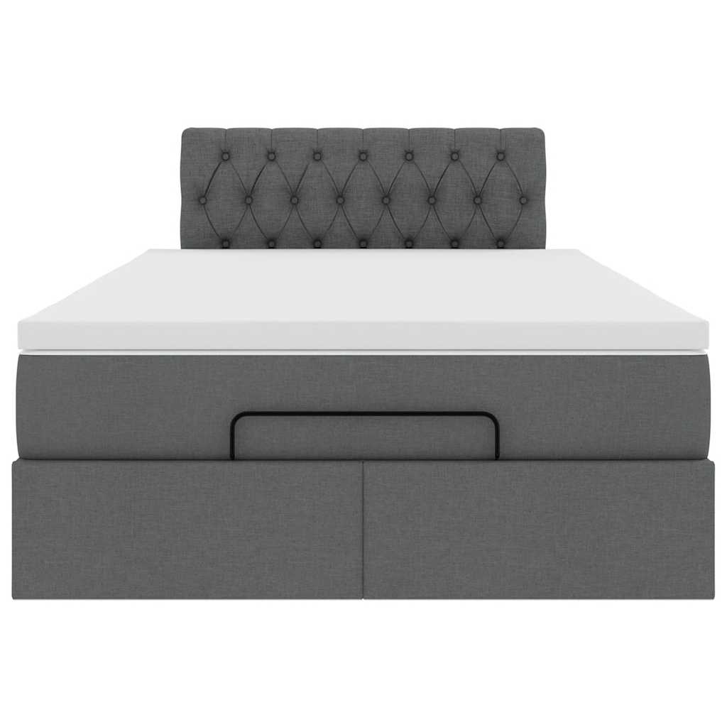 vidaXL Cama otomana con colchón gris oscuro 120x200 cm tela