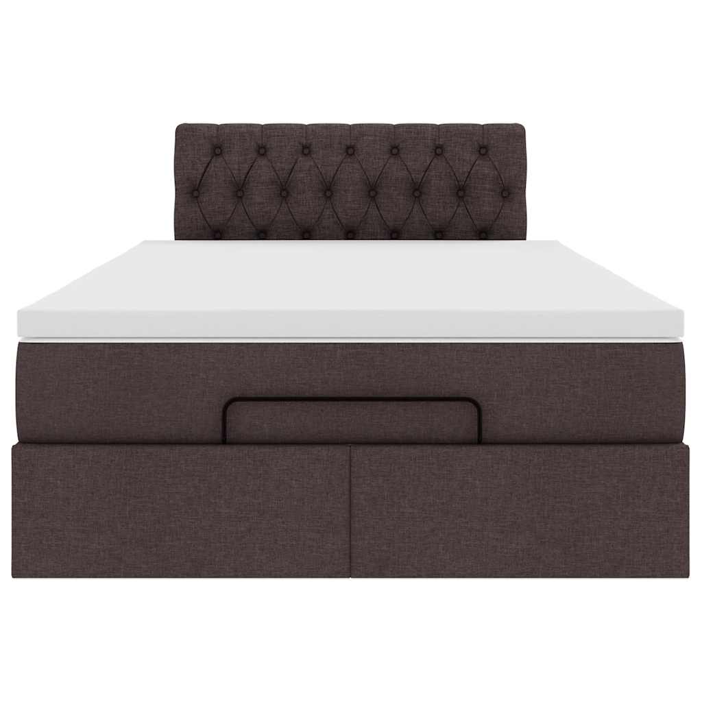 vidaXL Cama otomana con colchón marrón oscuro 120x200 cm tela