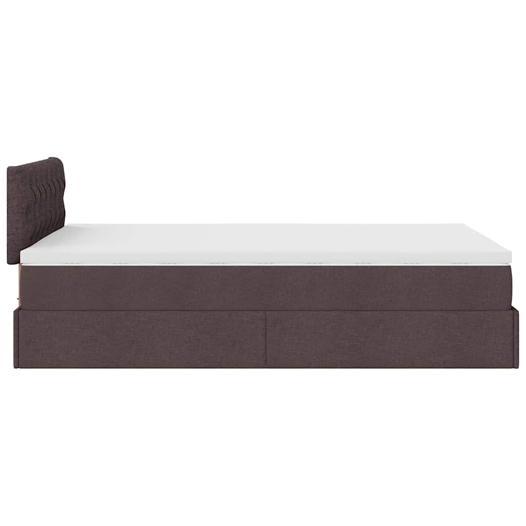 vidaXL Cama otomana con colchón marrón oscuro 120x200 cm tela