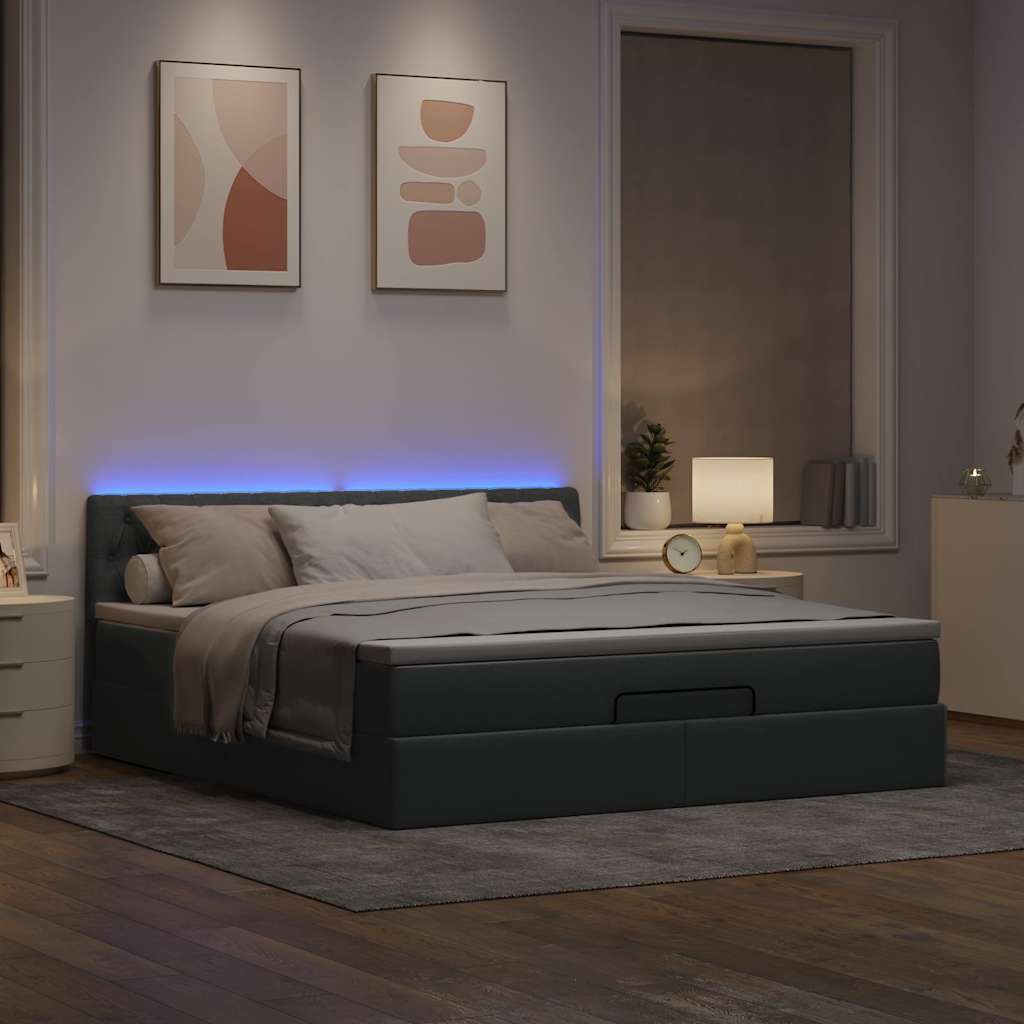 vidaXL Cama otomana con colchón gris claro 160x200 cm tela