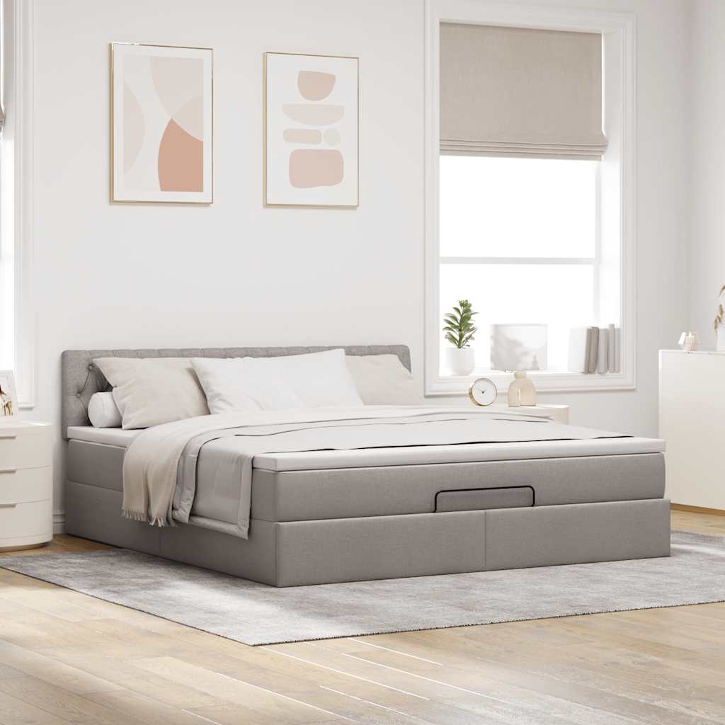 vidaXL Estructura de cama otomana colchón tela gris pardo 160x200cm