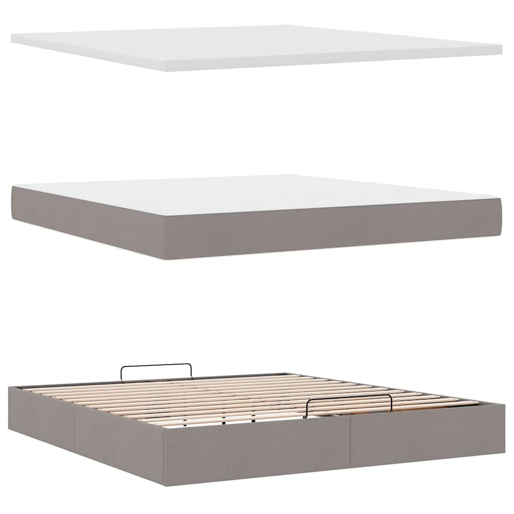 vidaXL Estructura de cama otomana colchón tela gris pardo 160x200cm