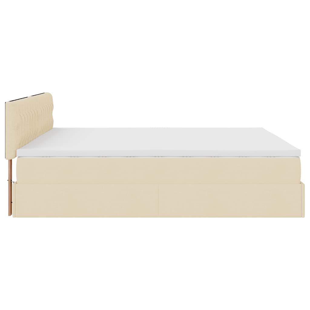 vidaXL Estructura de cama otomana con colchón tela crema 160x200cm