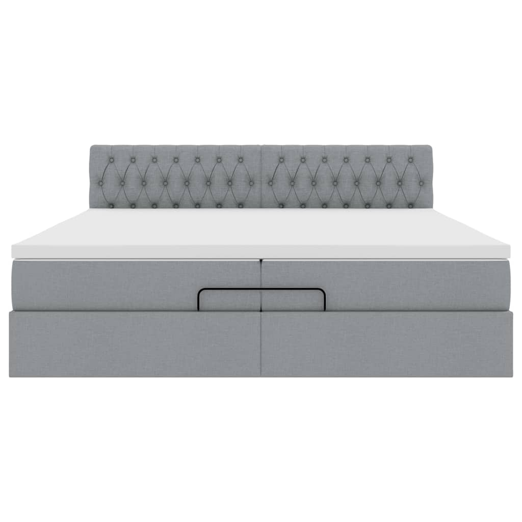 vidaXL Estructura de cama otomana colchones tela gris claro 200x200cm