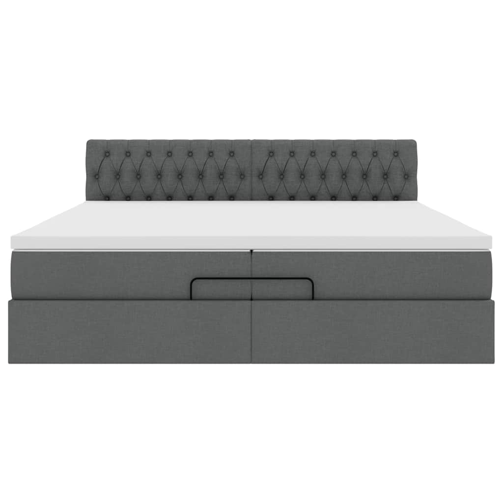 vidaXL Estructura cama otomana colchones tela gris oscuro 200x200cm