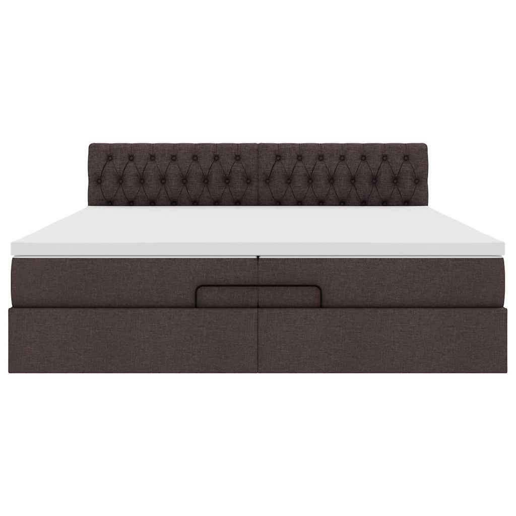 vidaXL Estructura cama otomana colchones tela marrón oscuro 200x200cm