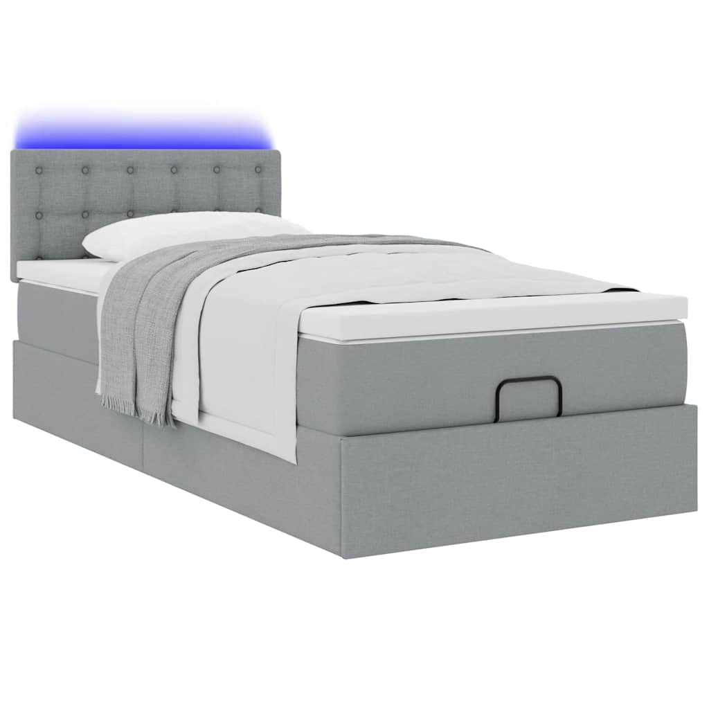 vidaXL Estructura de cama otomana con colchón tela gris claro 80x200cm