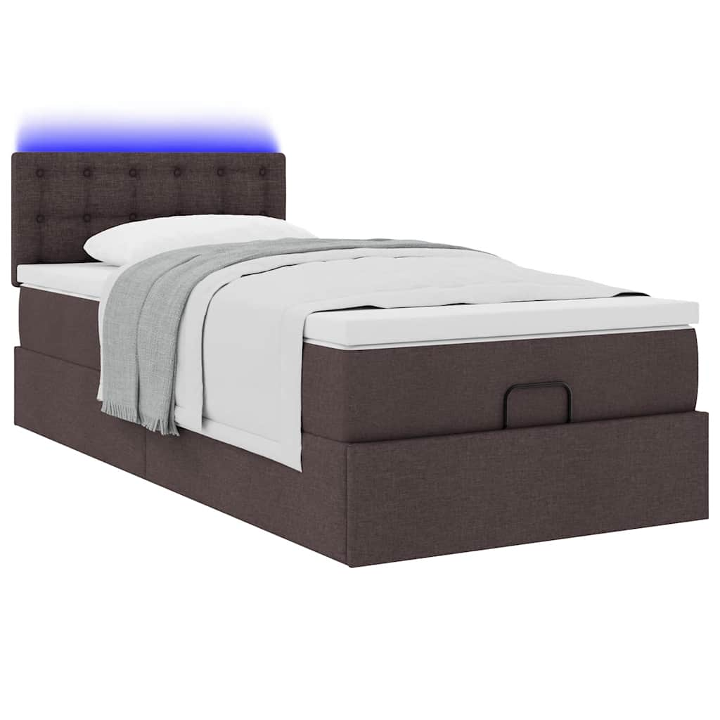 vidaXL Estructura cama otomana colchón tela marrón oscuro 80x200cm