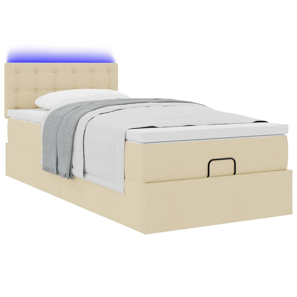 vidaXL Estructura de cama otomana con colchón tela crema 80x200cm