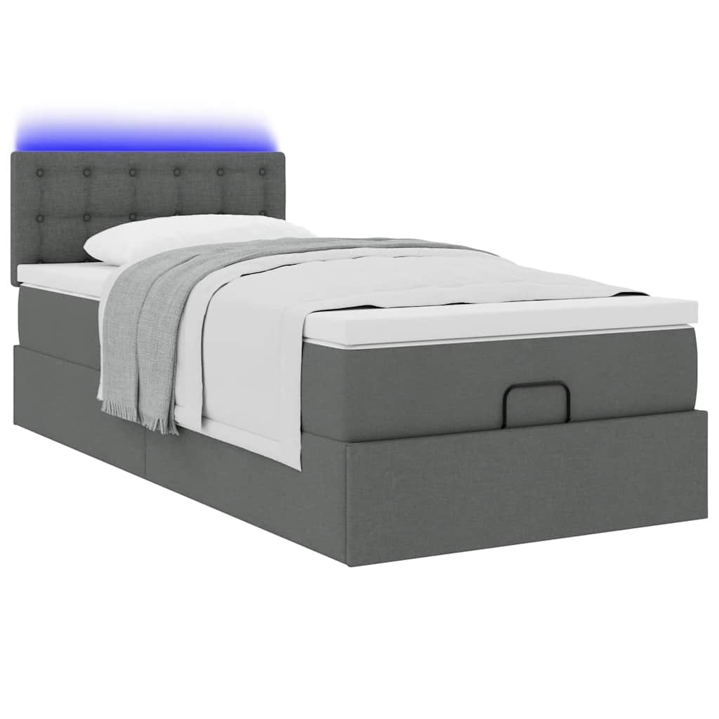 vidaXL Estructura cama otomana colchón tela gris oscuro 90x190cm