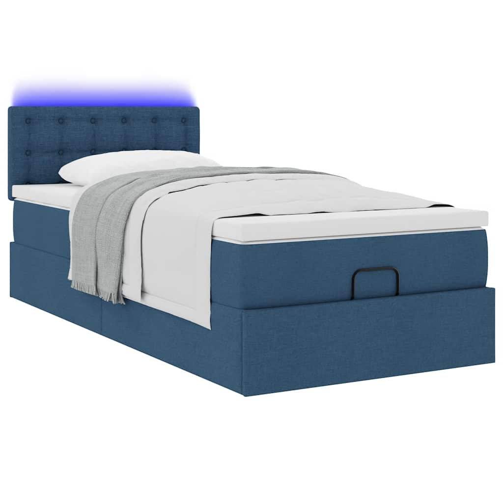 vidaXL Estructura de cama otomana con colchón tela azul 90x190 cm