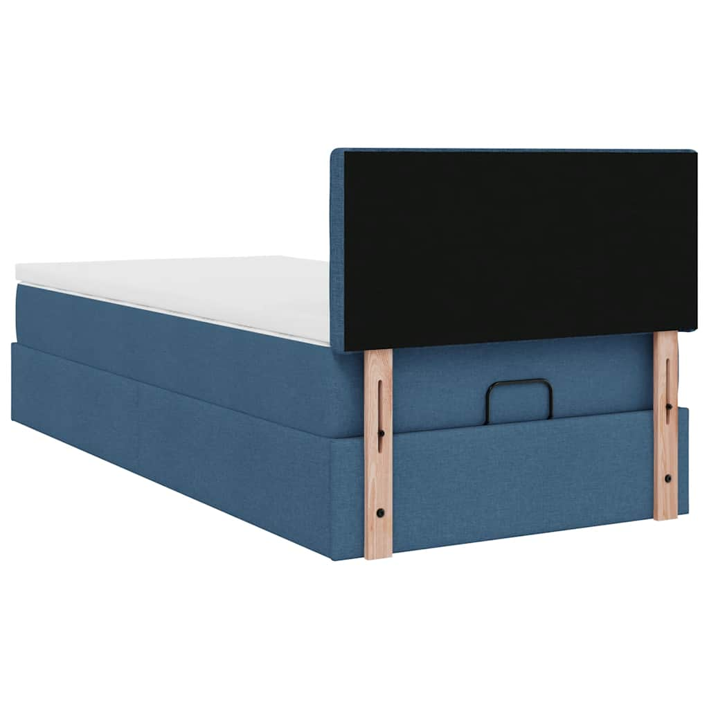 vidaXL Estructura de cama otomana con colchón tela azul 90x190 cm