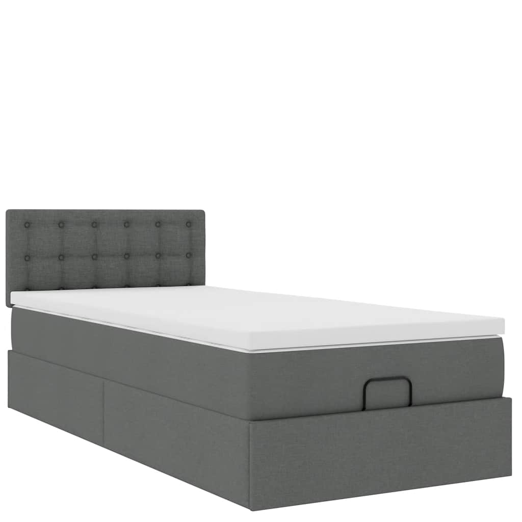 vidaXL Cama otomana con colchón gris oscuro 90x200 cm tela