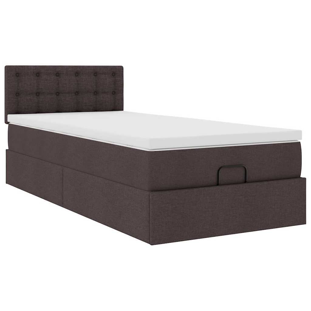 vidaXL Cama otomana con colchón marrón oscuro 90x200 cm tela