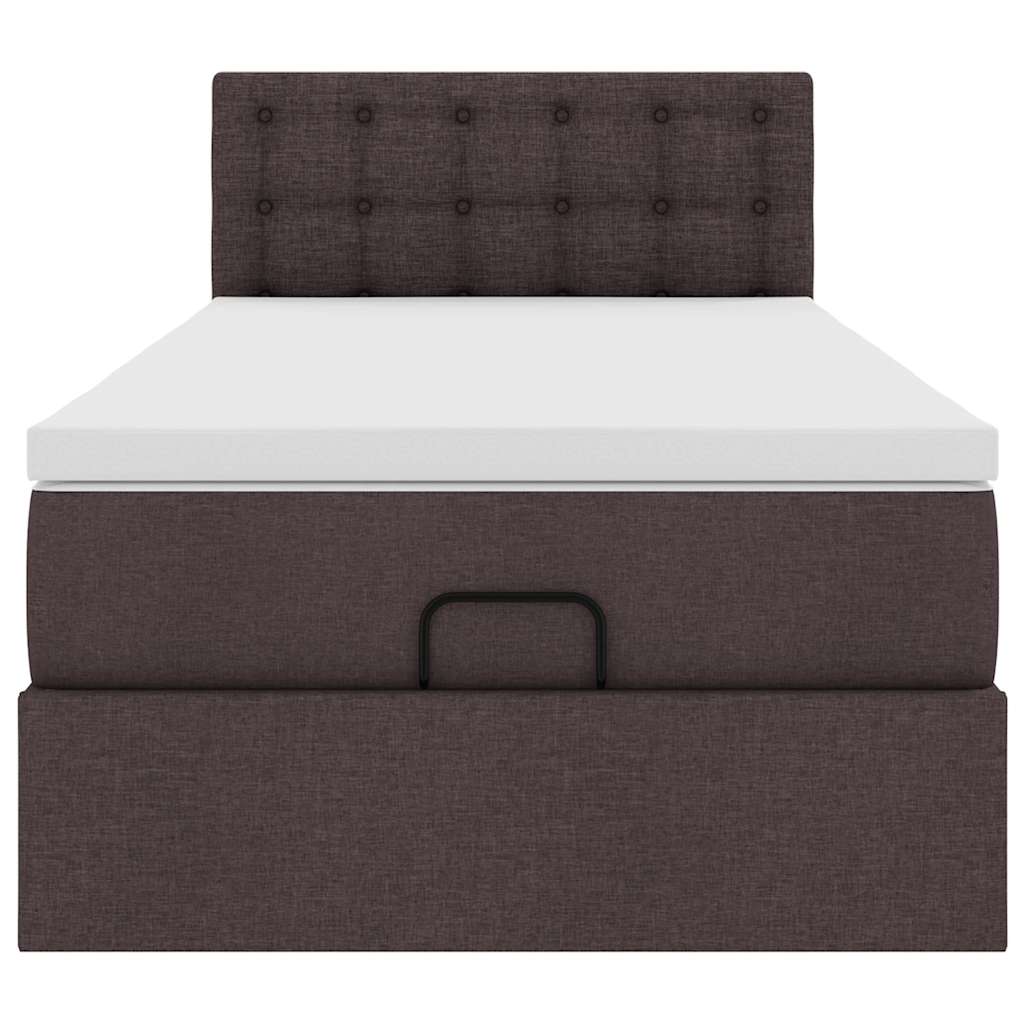 vidaXL Cama otomana con colchón marrón oscuro 90x200 cm tela