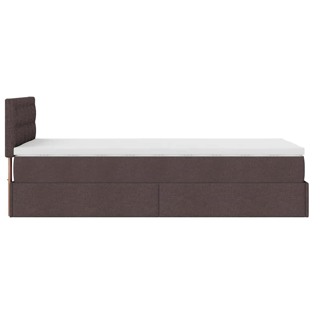 vidaXL Cama otomana con colchón marrón oscuro 90x200 cm tela