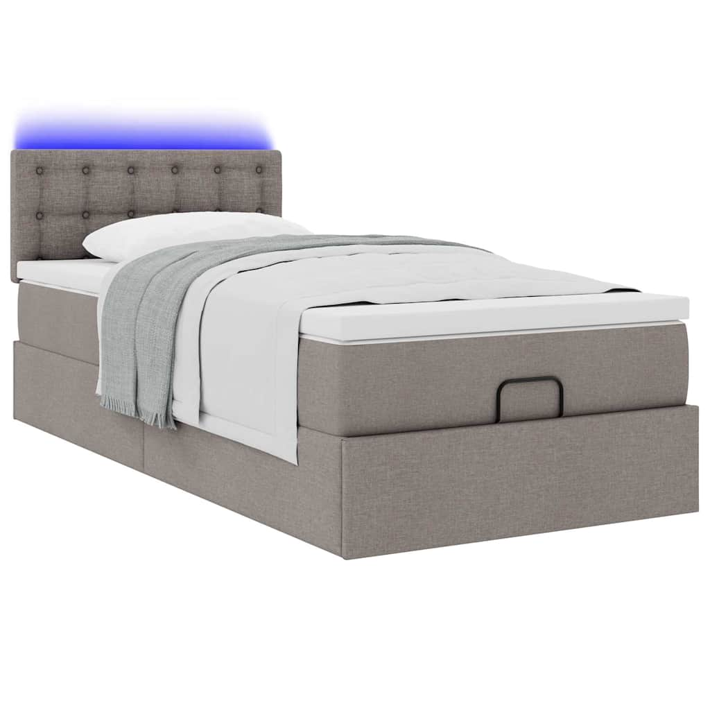 vidaXL Cama otomana con colchón topo 90x200 cm tela